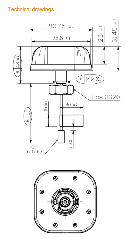 Roof-mounted puck antenna diagram