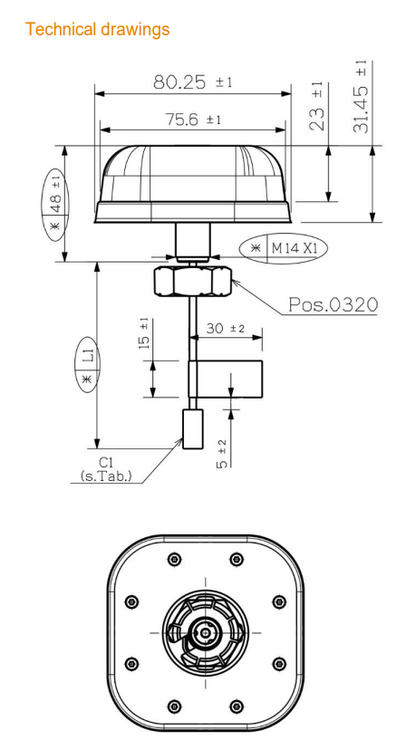 Roof-mounted puck antenna diagram